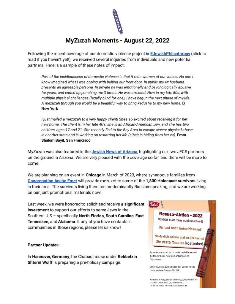 thumbnail of MyZuzah Moments – August 22, 2022